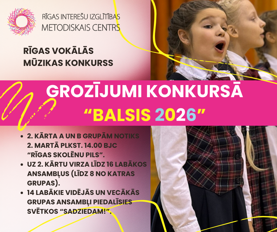 Informējam par izmaiņām Rīgas Vokālās mūzikas konkursa “Balsis 2026″ nolikumā