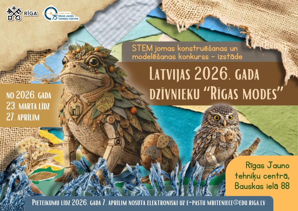 Aicinājums piedalīties STEM jomas 3D konstruēšanas un modelēšanas jaunrades konkursā  “Latvijas 2026. gada dzīvnieku “Rīgas modes””