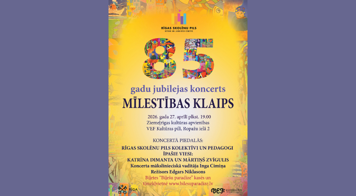 Notiks Rīgas Skolēnu pils 85 gadu jubilejas koncerts “Mīlestības klaips”